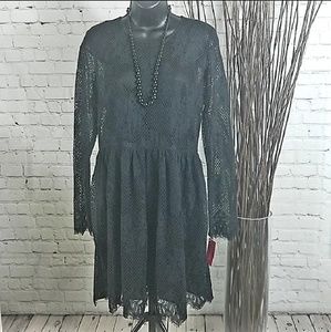 SOLD-Xhilaration Long Sleeve Lace Black Dress